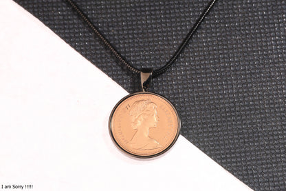 1977 Decimal One Pence Pendant - 47th Birthday Gift - Choose Colour and Engraving