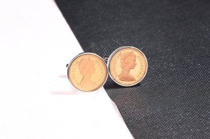 1977 Decimal One Pence Cufflinks - 48th Birthday Gift