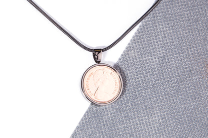 1981 Decimal Half Penny  Pendant - 43rd  Birthday Gift - Choose Colour and Engraving