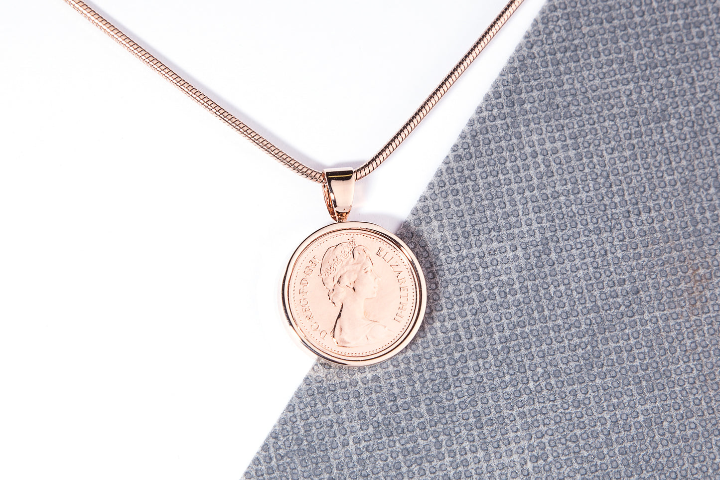 1981 Decimal Half Penny  Pendant - 43rd  Birthday Gift - Choose Colour and Engraving