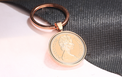 1981 Old Ten Pence Keyring - 43rd Birthday Gift - Choose Colour and Engraving