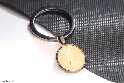 1982 Decimal One Pence Keyring - 42nd Birthday Gift-Choose Colour and Engraving