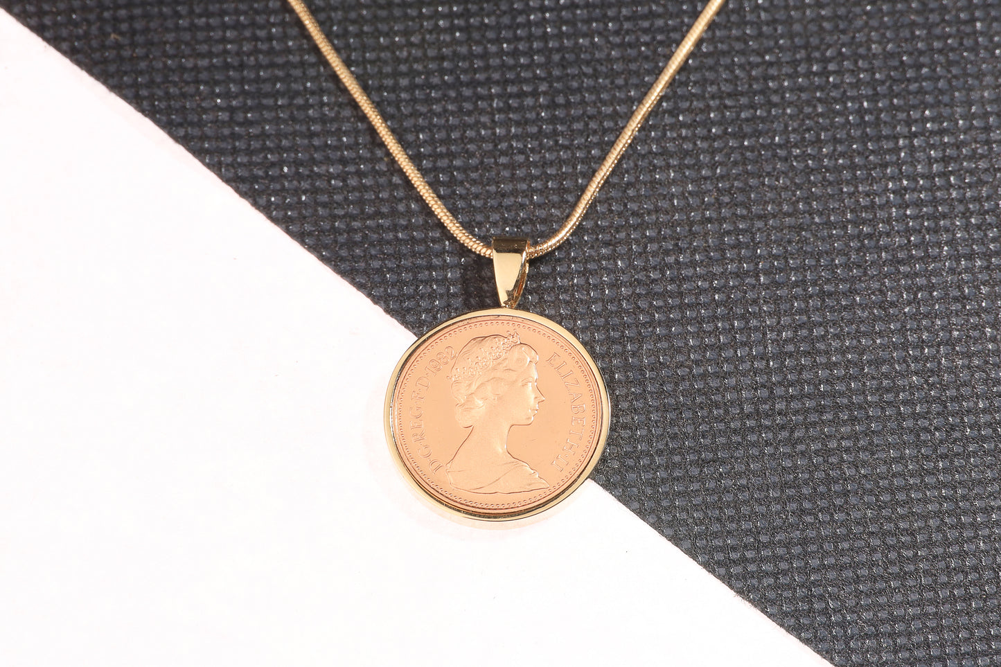 1982 Decimal One Pence Pendant - 42nd Birthday Gift - Choose Colour and Engraving