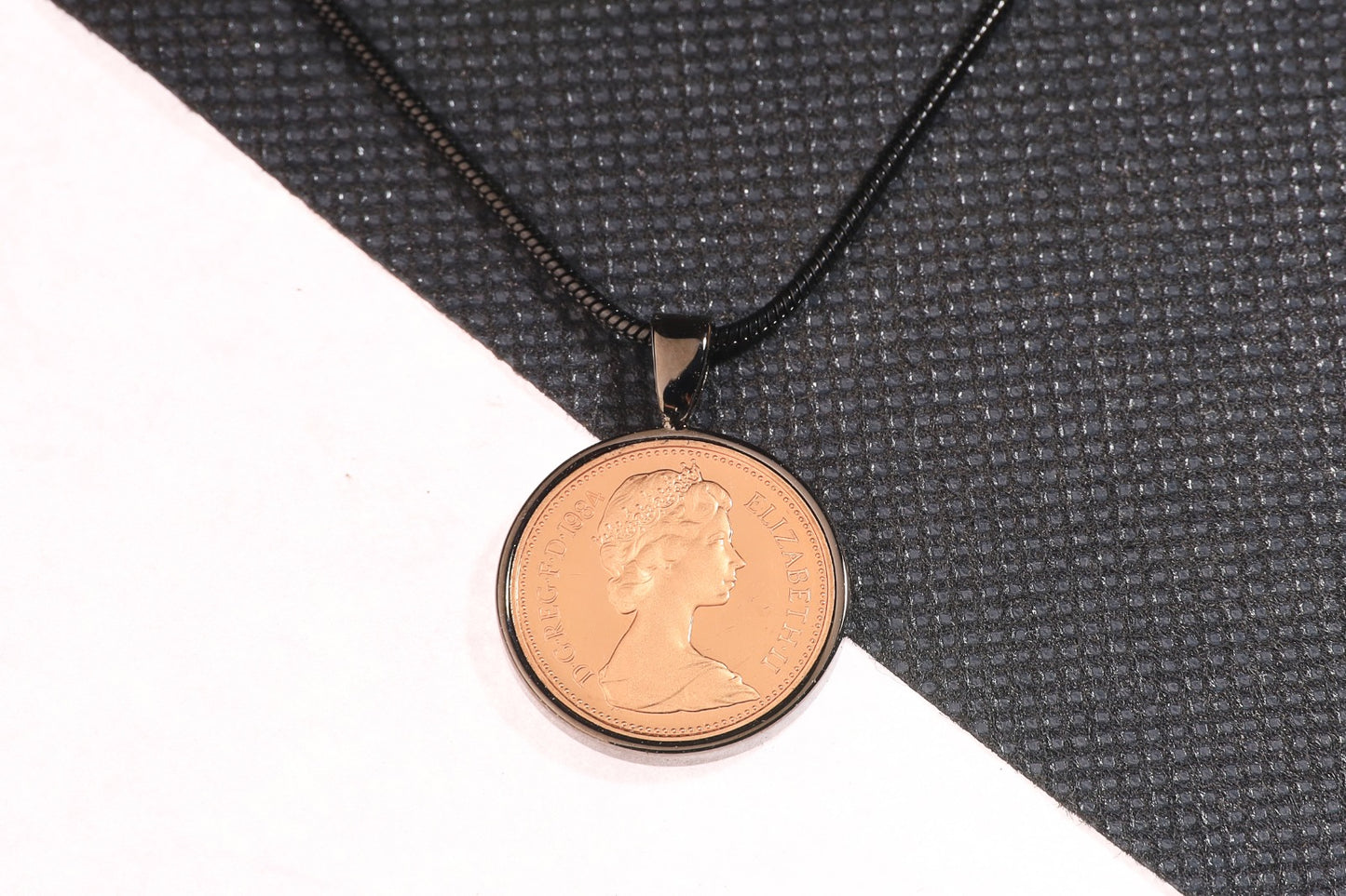 1984 Decimal One Pence Pendant - 40th Birthday Gift - Choose Colour and Engraving