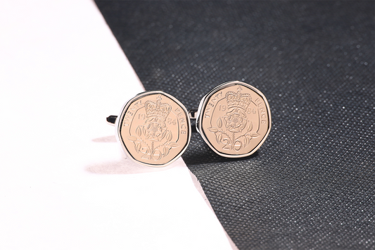 1984 Twenty Pence Cufflinks-40th Birthday-Choose Colour and Orientation