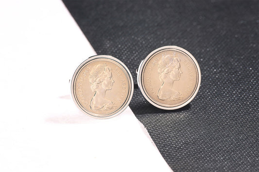 1984 Old Five Pence Cufflinks - 40th Birthday Gift