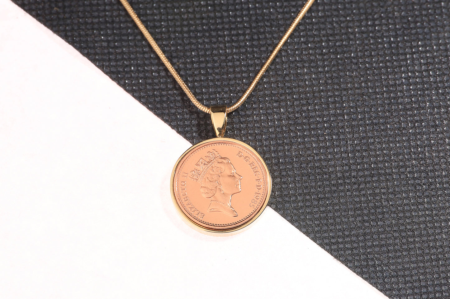 1985 Decimal One Pence Pendant - 39th Birthday Gift - Choose Colour and Engraving