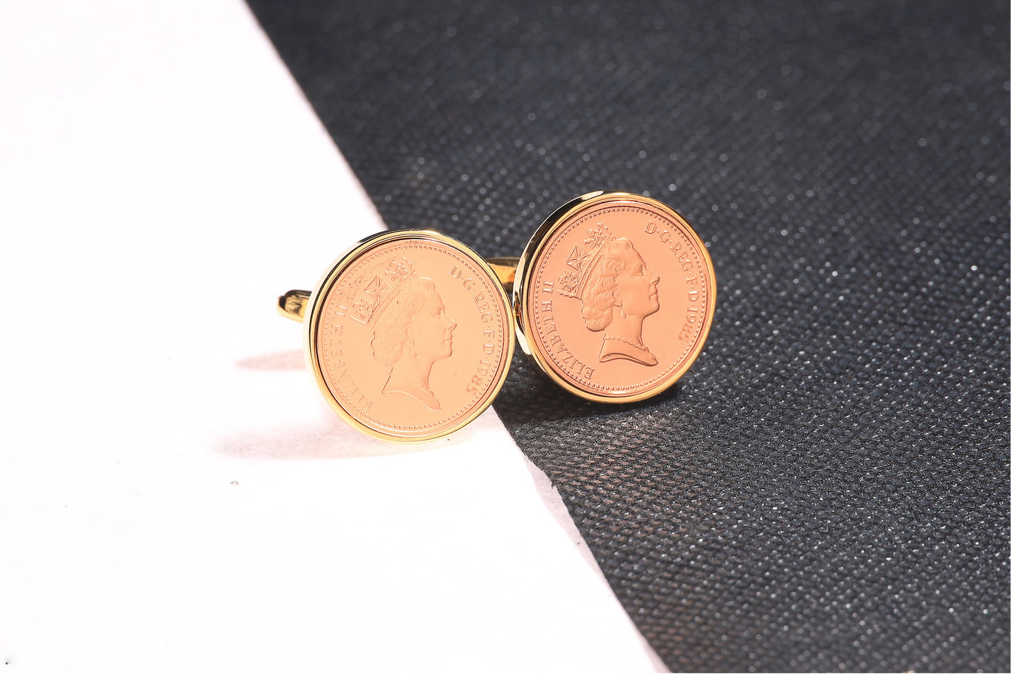 1985 Decimal One Pence Cufflinks - 39th Birthday Gift-Choose Your Colour