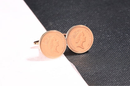 1985 Decimal One Pence Cufflinks - 39th Birthday Gift-Choose Your Colour