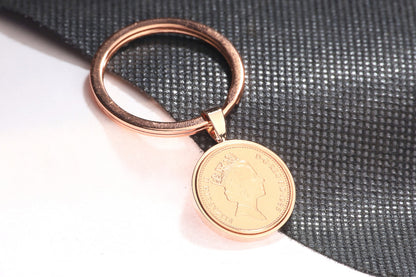 1985 Decimal One Pence Keyring - 39th Birthday Gift-Choose Colour and Engraving