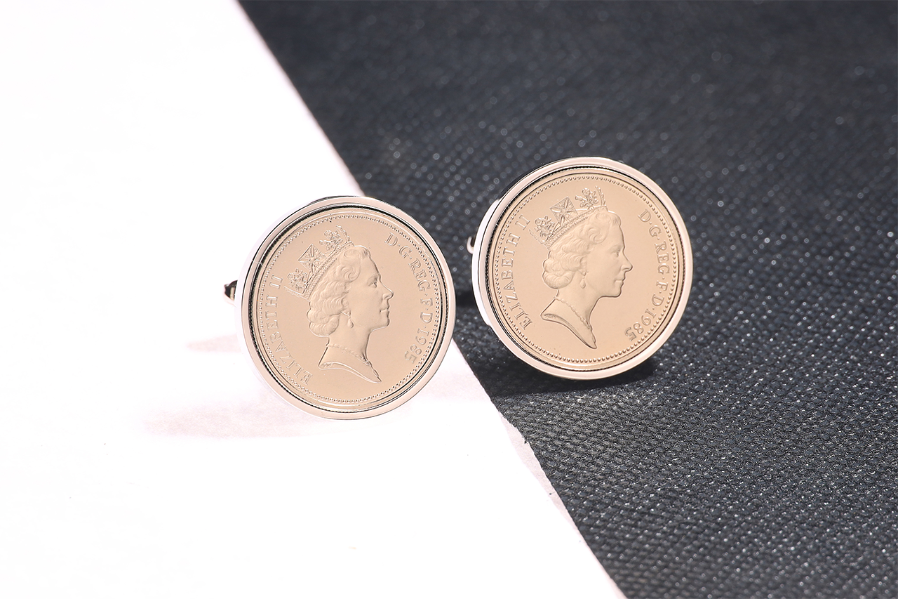 1985 Old Five Pence Cufflinks - 39th Birthday Gift