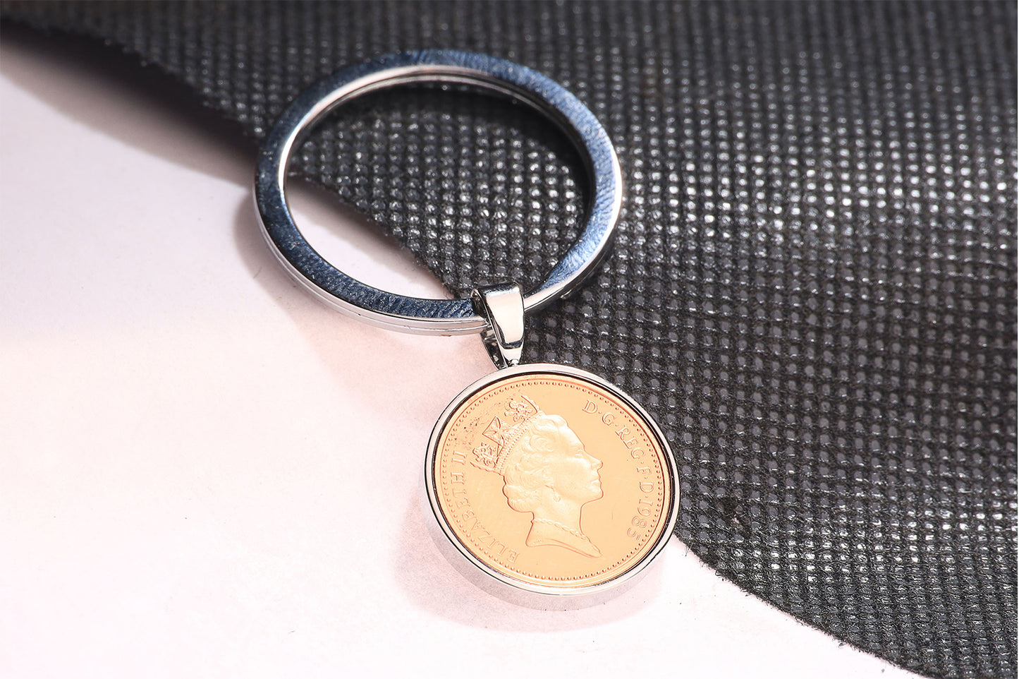 1985 Decimal One Pence Keyring - 39th Birthday Gift-Choose Colour and Engraving