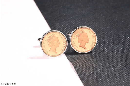 1985 Decimal One Pence Cufflinks - 39th Birthday Gift-Choose Your Colour