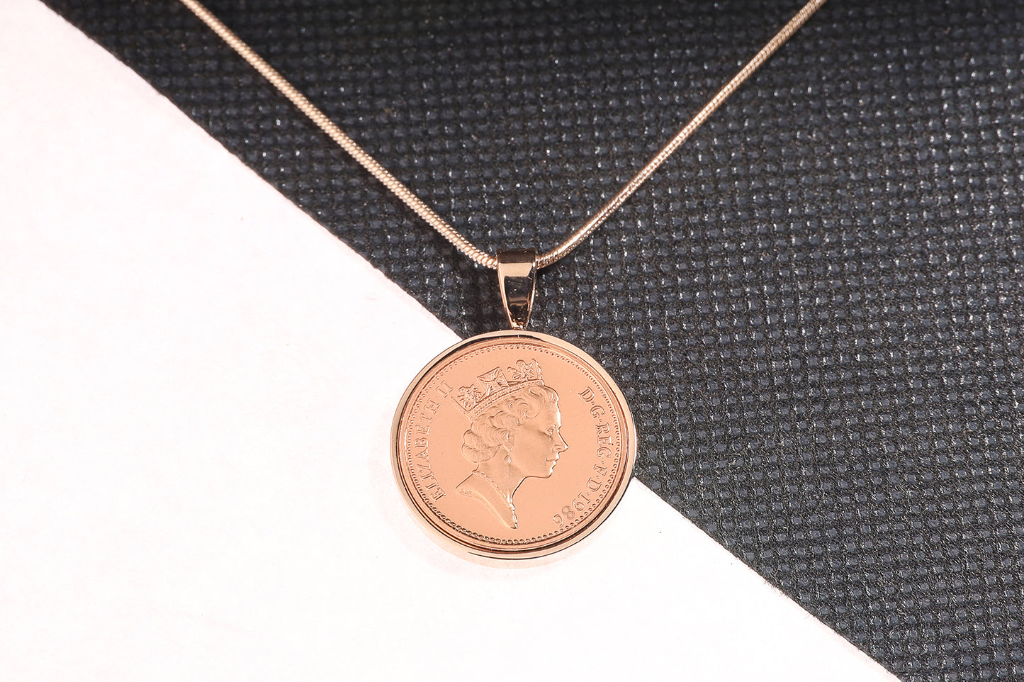 1986 Decimal One Pence Pendant - 38th Birthday Gift - Choose Colour and Engraving