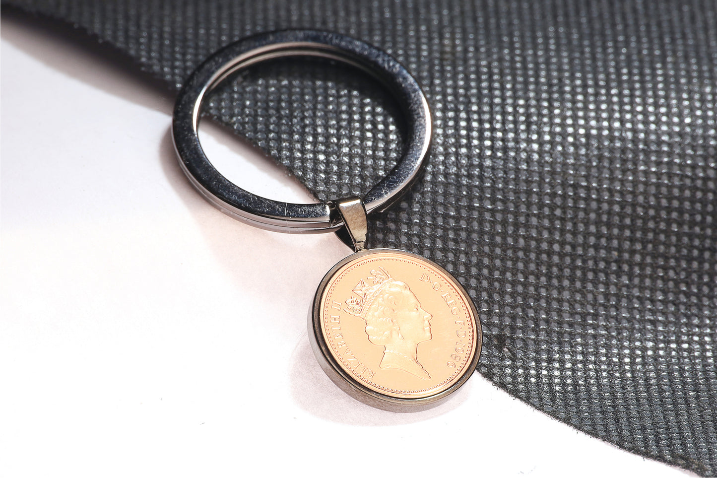 1986 Decimal One Pence Keyring - 38th Birthday Gift-Choose Colour and Engraving