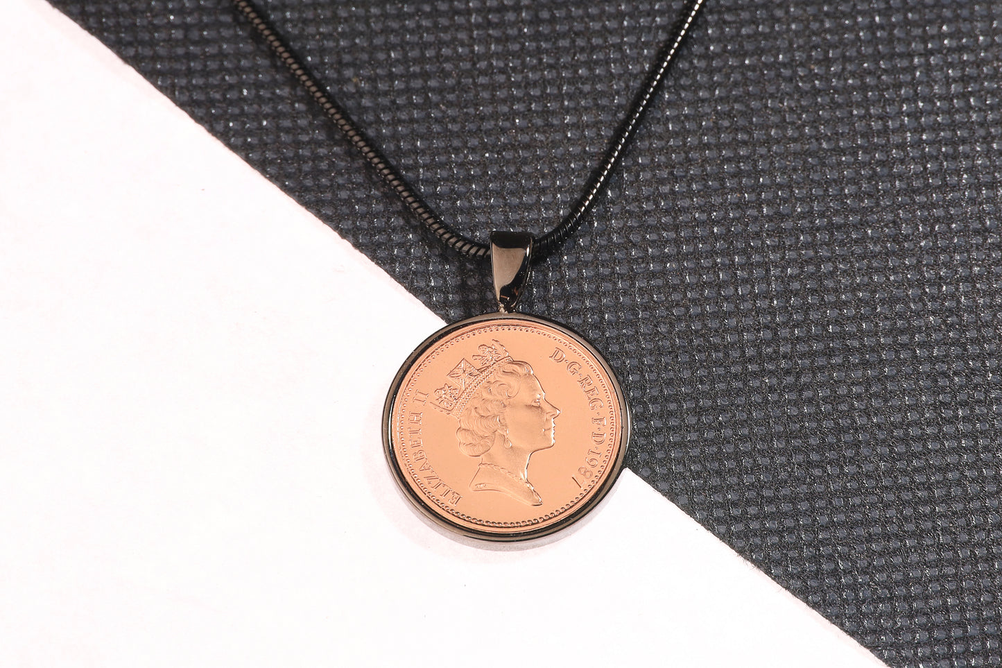 1987 Decimal One Pence Pendant - 37th Birthday Gift - Choose Colour and Engraving