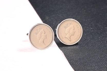 1987 Old Five Pence Cufflinks - 37th Birthday Gift