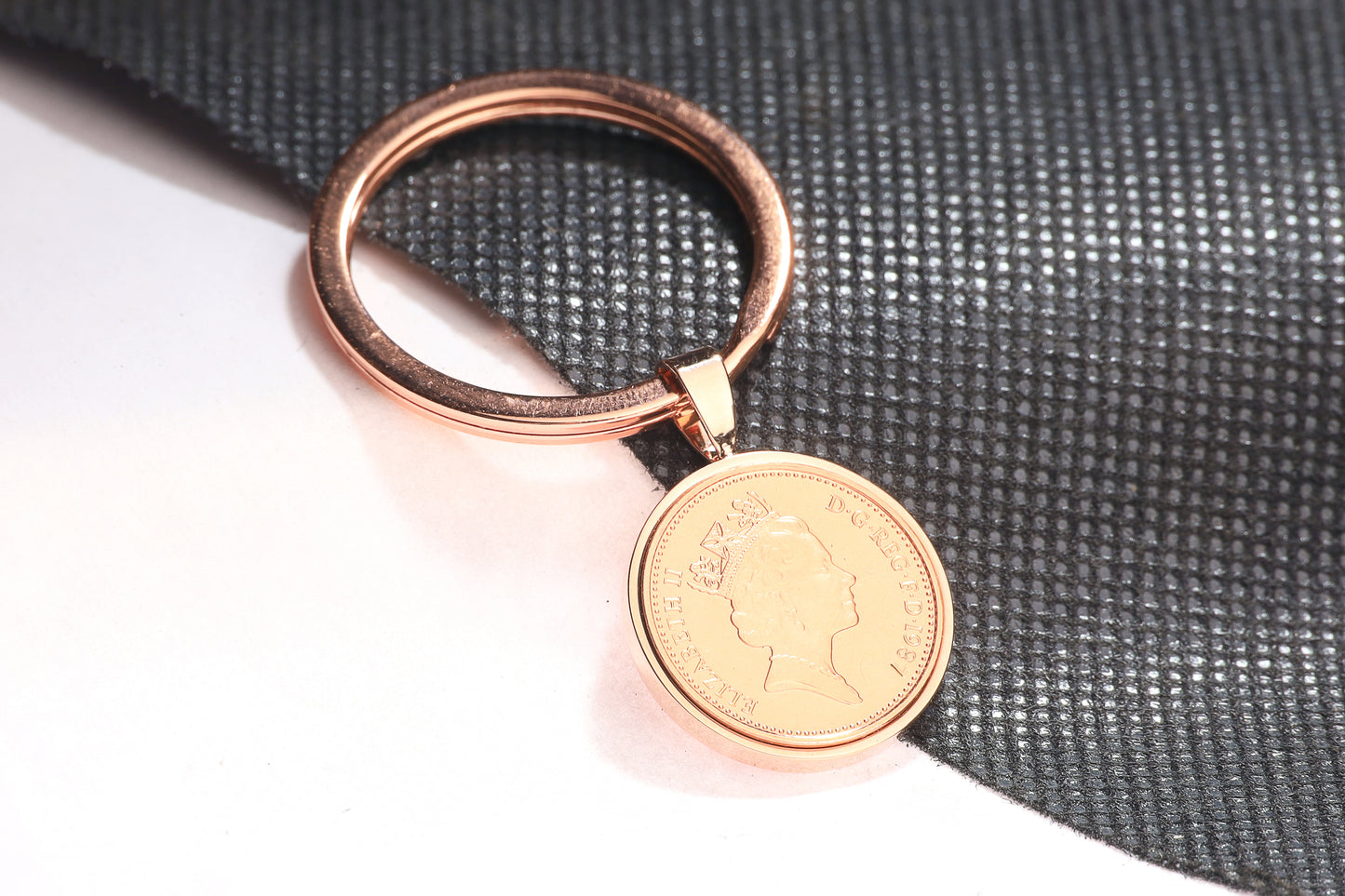 1987 Decimal One Pence Keyring - 37th Birthday Gift-Choose Colour and Engraving