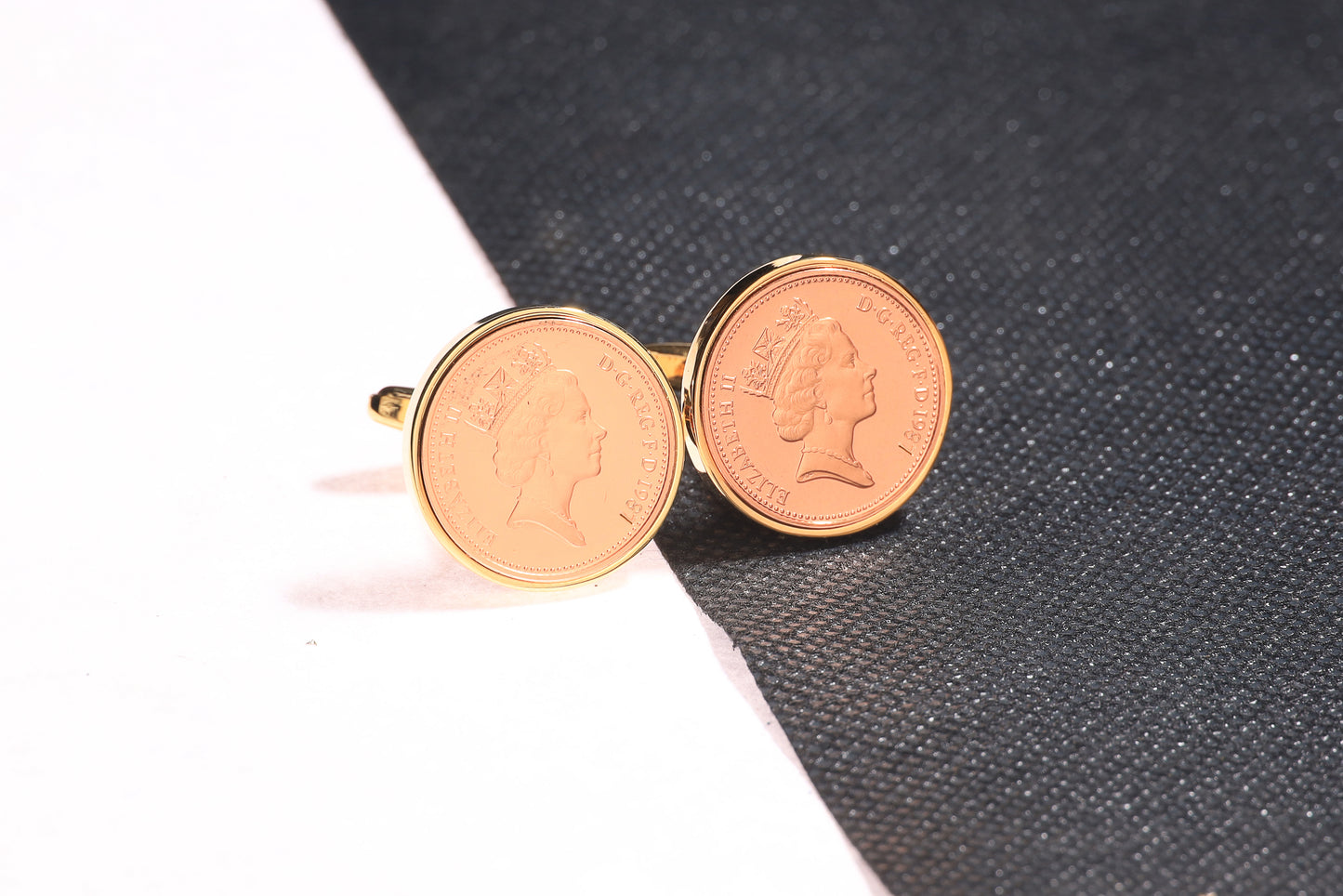 1987 Decimal One Pence Cufflinks - 37th Birthday Gift-Choose Your Colour