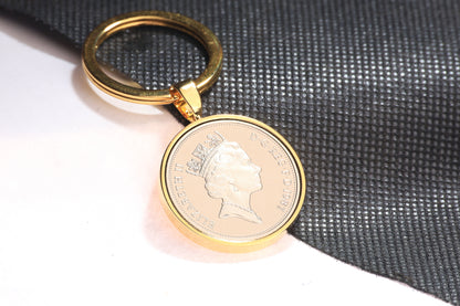 1987 Old Ten Pence Keyring - 37th Birthday Gift - Choose Colour and Engraving