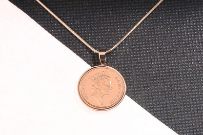 1988 Decimal One Pence Pendant - 36th Birthday Gift - Choose Colour and Engraving