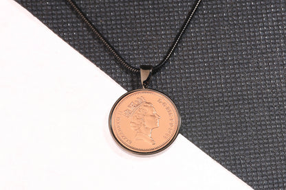 1988 Decimal One Pence Pendant - 36th Birthday Gift - Choose Colour and Engraving