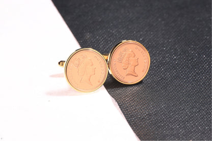 1990 Decimal Five Pence Cufflinks - 34th Birthday Gift-Choose Colour and Engraving