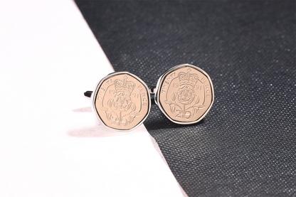 1991 Twenty Pence Cufflinks-33rd Birthday-Choose Colour and Orientation