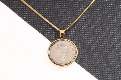 1992 Decimal Five Pence Pendant - 32nd Birthday Gift - Choose Colour and Engraving