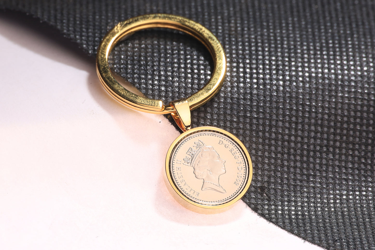 1992 Decimal Five Pence Keyring - 32nd Birthday Gift-Choose Colour and Engraving