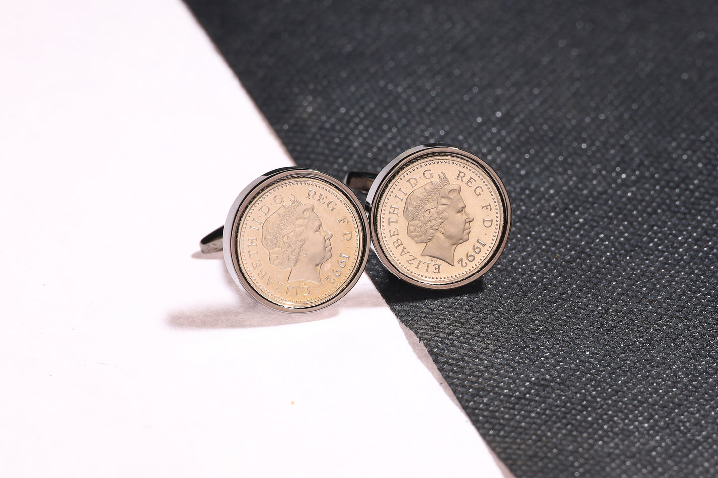 1992 Decimal Five Pence Cufflinks - 32nd Birthday Gift-Choose Colour and Engraving