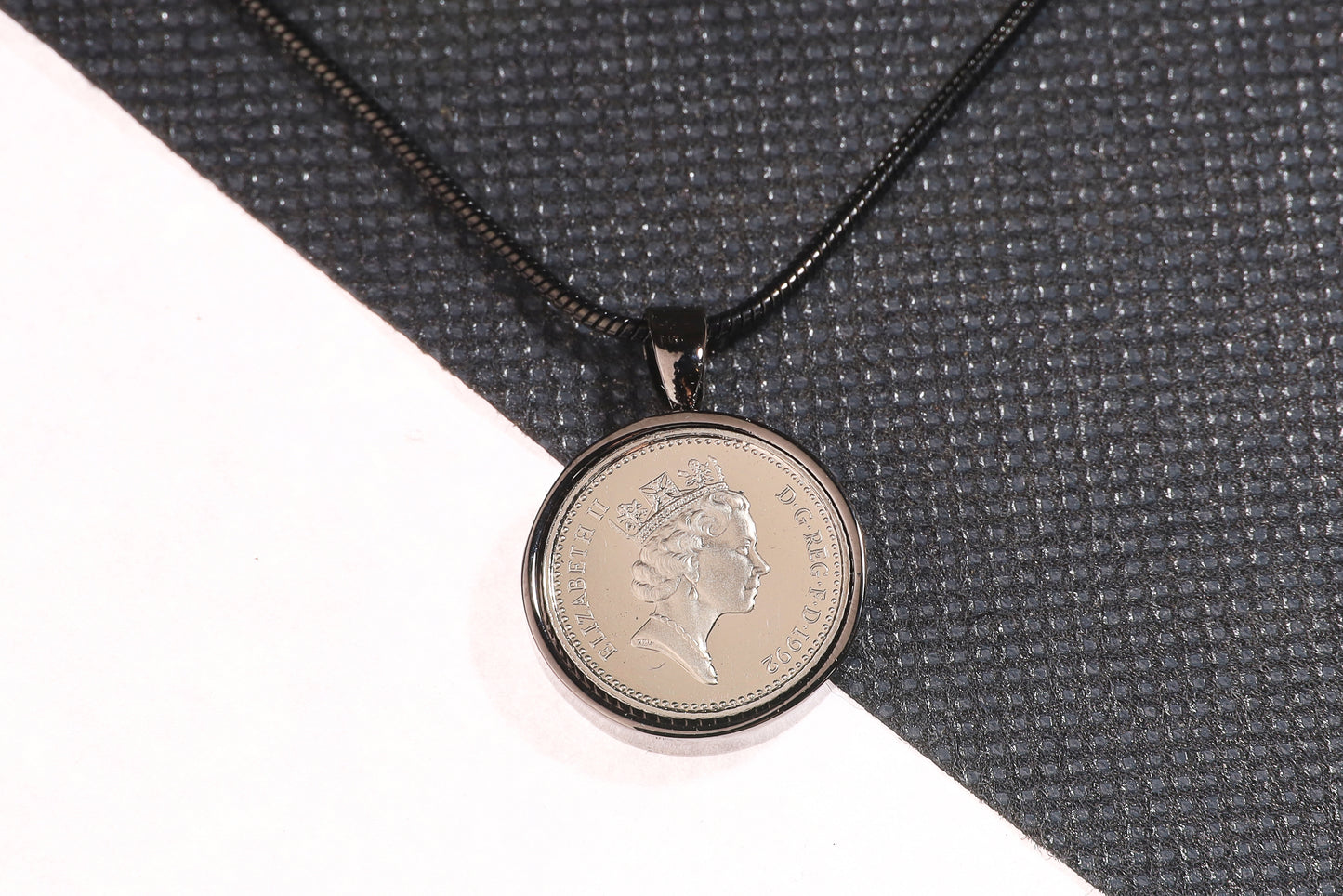 1992 Decimal Five Pence Pendant - 32nd Birthday Gift - Choose Colour and Engraving