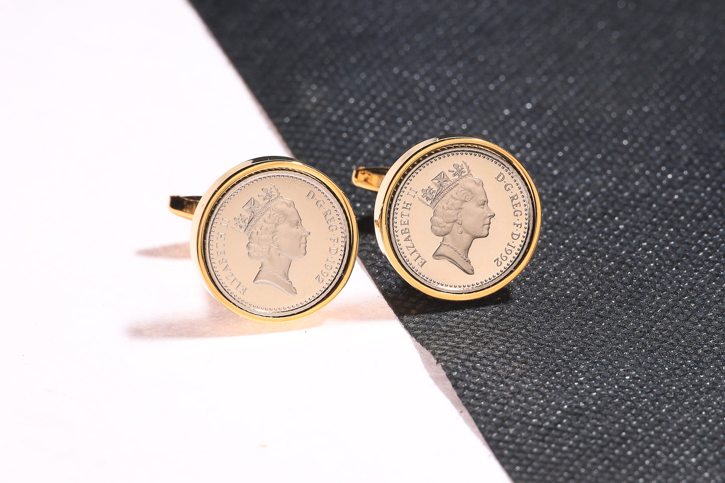 1992 Decimal Five Pence Cufflinks - 32nd Birthday Gift-Choose Colour and Engraving