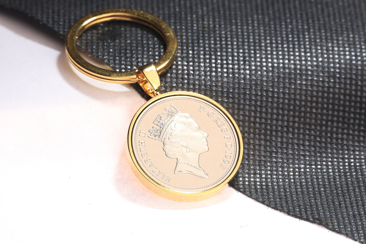 1992 Old Ten Pence Keyring - 32nd Birthday Gift - Choose Colour and Engraving