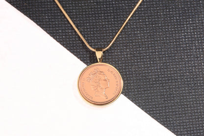 1995 Decimal One Pence Pendant - 29th Birthday Gift - Choose Colour and Engraving