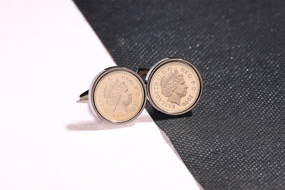 1996 Decimal Five Pence Cufflinks - 28th Birthday Gift-Choose Colour and Engraving