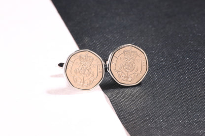 1997 Twenty Pence Cufflinks-27th Birthday-Choose Colour and Orientation