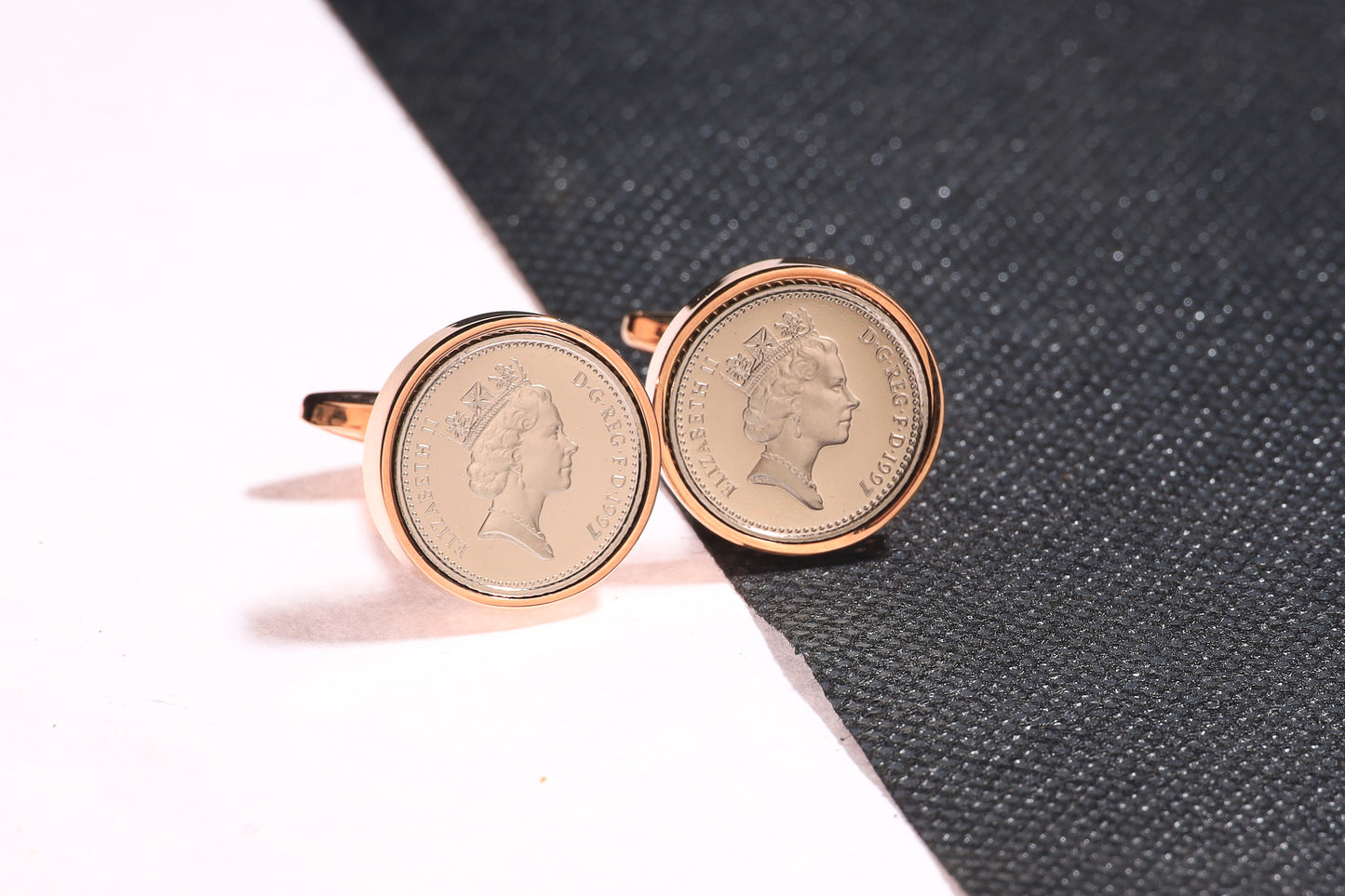 1997 Decimal Five Pence Cufflinks - 27th Birthday Gift-Choose Colour and Engraving