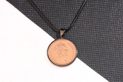 1997 Decimal One Pence Pendant - 27th Birthday Gift - Choose Colour and Engraving