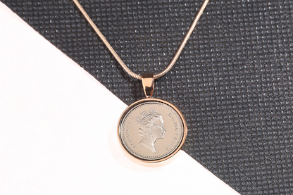 1998 Decimal Five Pence Pendant - 26th Birthday Gift - Choose Colour and Engraving