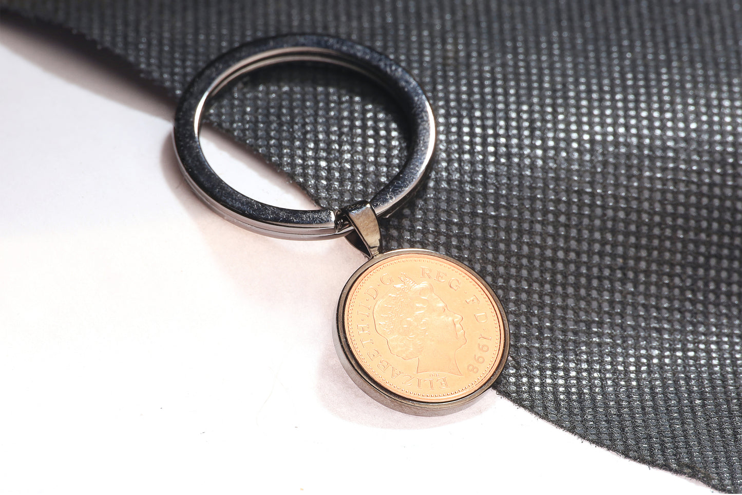 1998 Decimal One Pence Keyring - 26th Birthday Gift-Choose Colour and Engraving