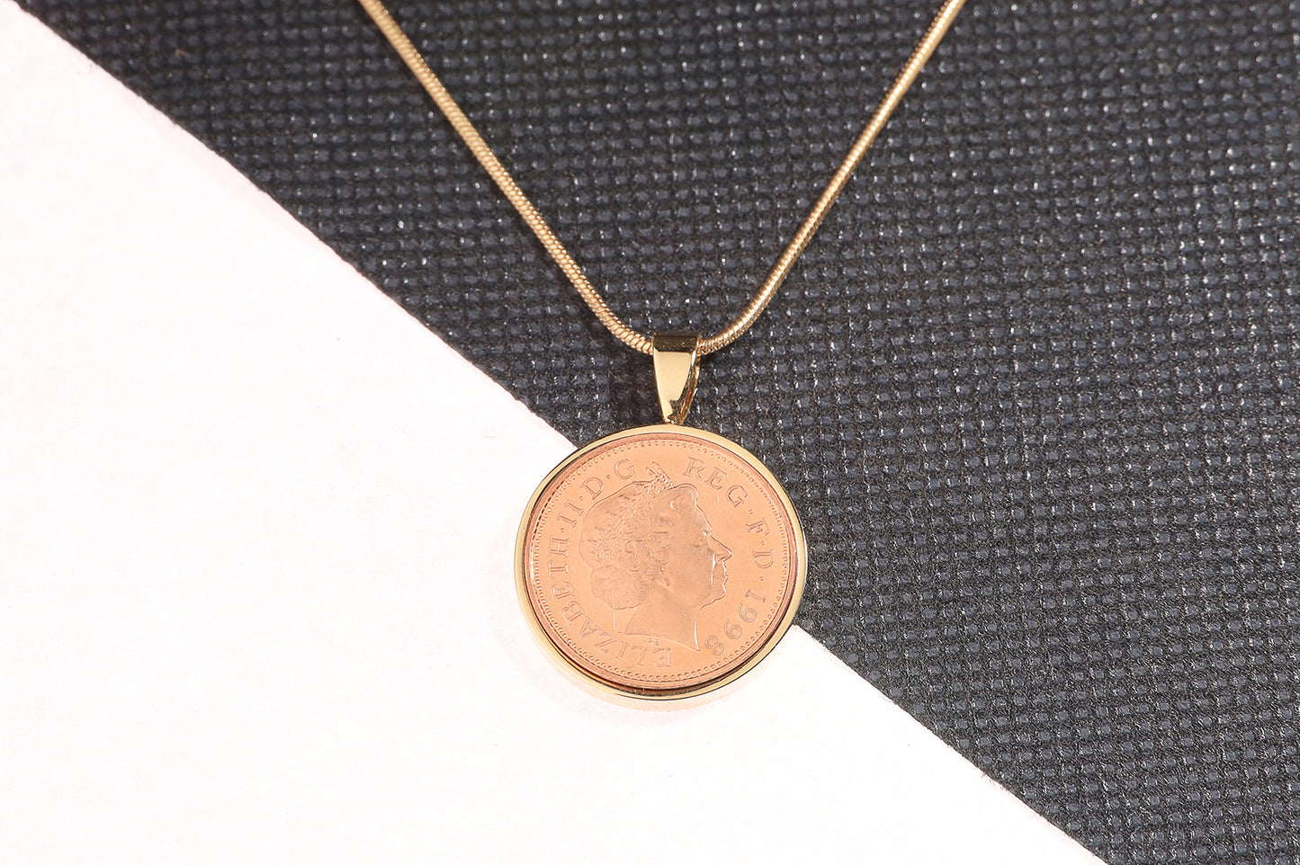 1998 Decimal One Pence Pendant - 26th Birthday Gift - Choose Colour and Engraving