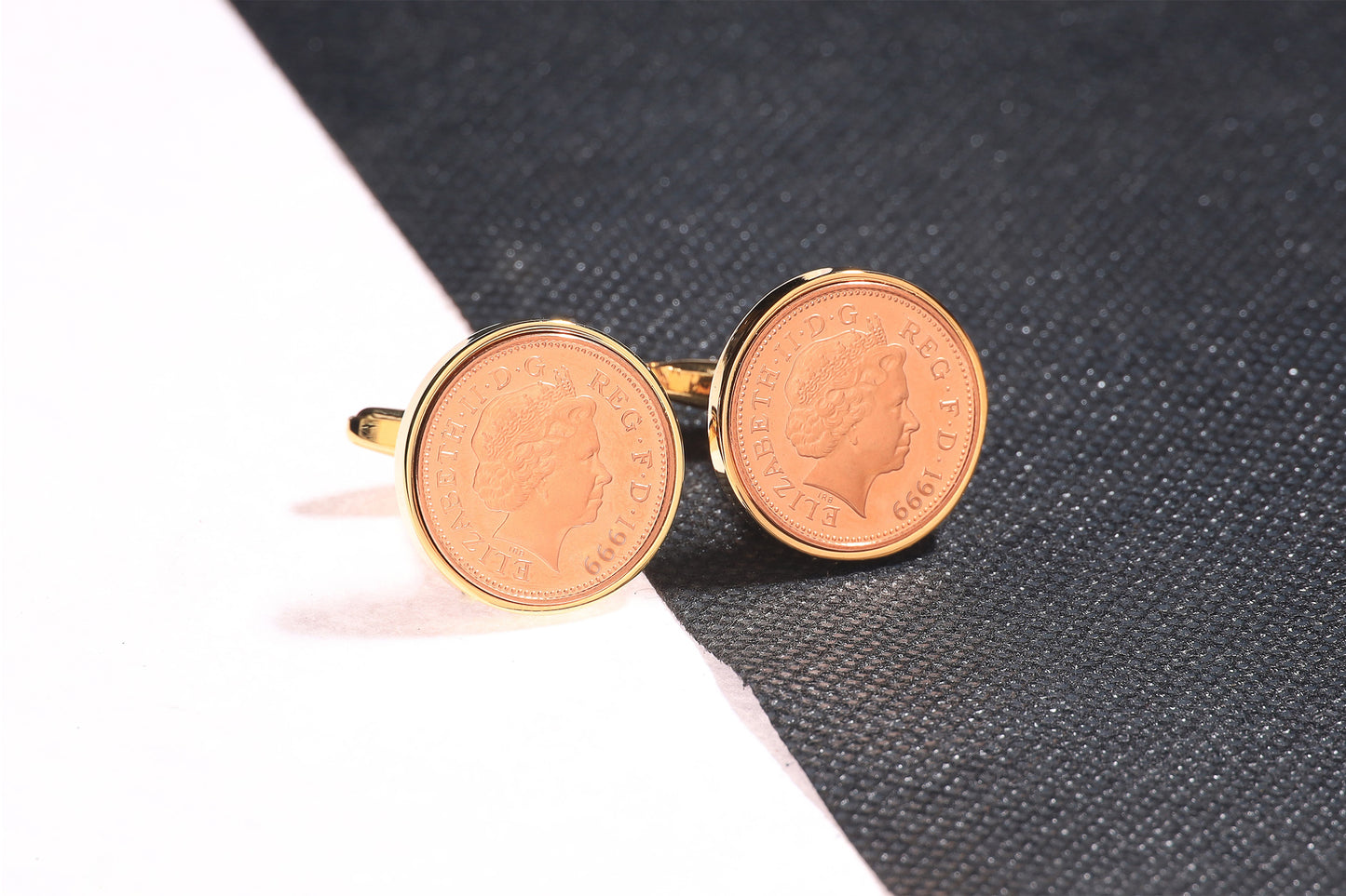 1999 Decimal One Pence Cufflinks - 25th Birthday Gift-Choose Your Colour