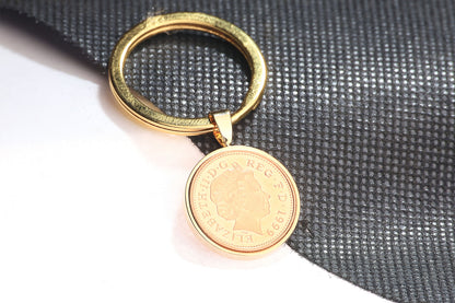 1999 Decimal One Pence Keyring - 25th Birthday Gift-Choose Colour and Engraving