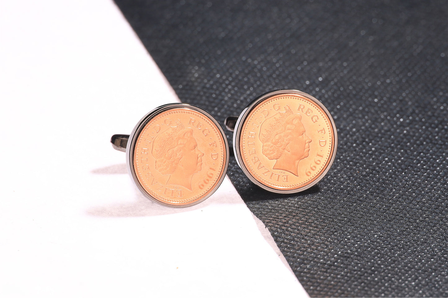 1999 Decimal One Pence Cufflinks - 25th Birthday Gift-Choose Your Colour