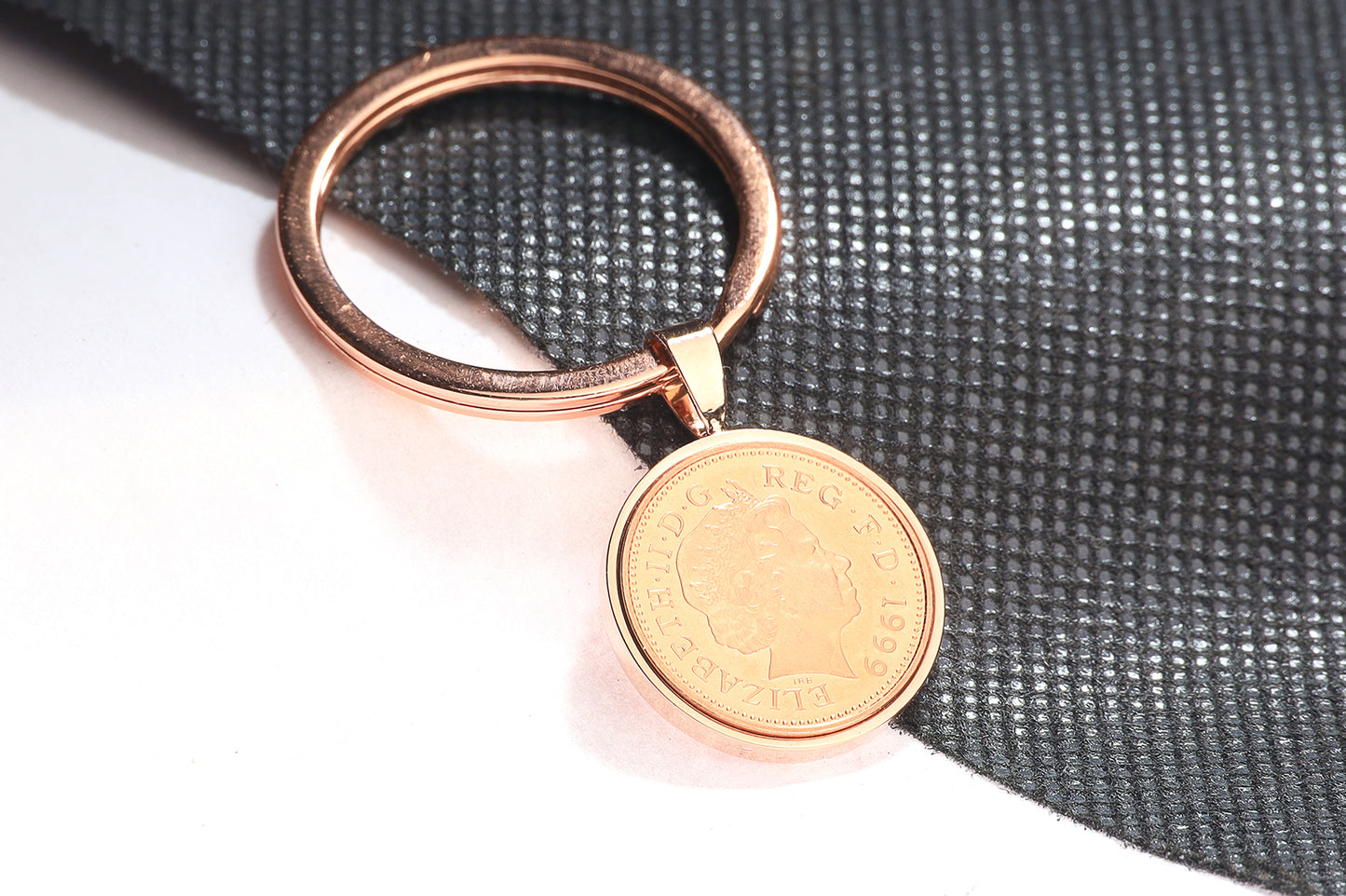 1999 Decimal One Pence Keyring - 25th Birthday Gift-Choose Colour and Engraving