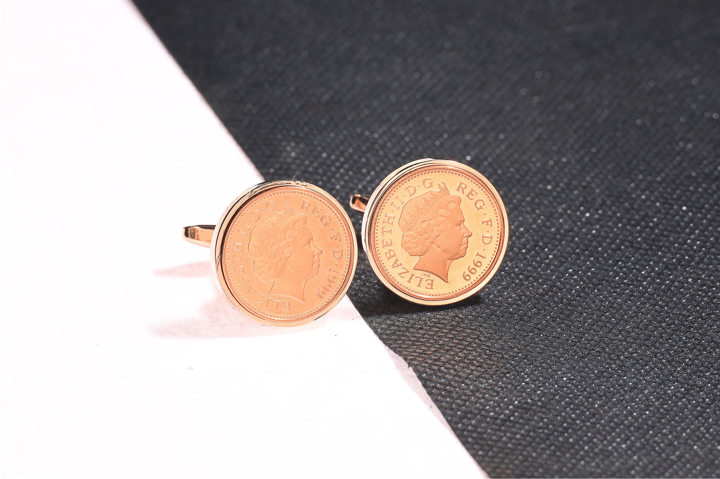 1999 Decimal One Pence Cufflinks - 25th Birthday Gift-Choose Your Colour