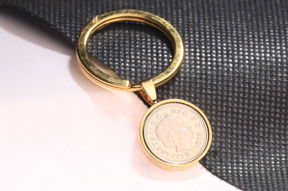 2001 Decimal Five Pence Keyring - 23rd Birthday Gift-Choose Colour and Engraving