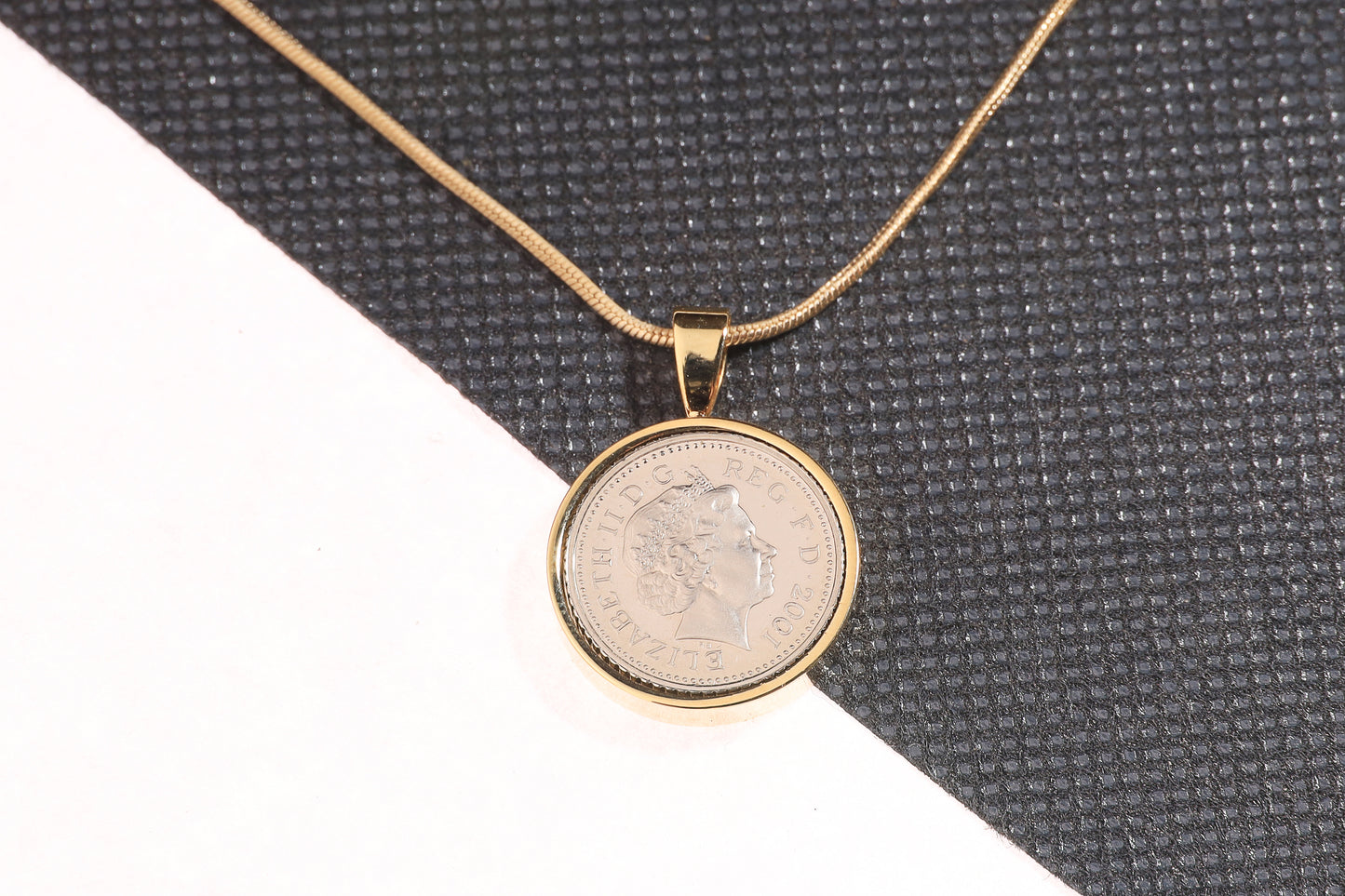 2001 Decimal Five Pence Pendant - 23rd Birthday Gift - Choose Colour and Engraving