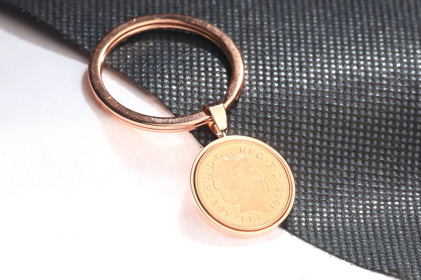 2001 Decimal One Pence Keyring - 23rd Birthday Gift-Choose Colour and Engraving